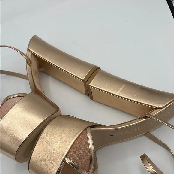 Stuart Weitzman Gold NOCHE SKYHIGH 145 PLATFORM SANDAL
